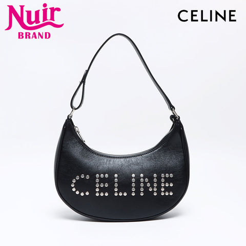 セリーヌ CELINE スタッズ ロゴ ホーボー ショルダーバッグ ブラック WS12840