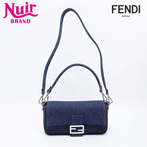 フェンディ FENDI 2way デニム マンマバケット ショルダーバッグ ネイビー WS12844