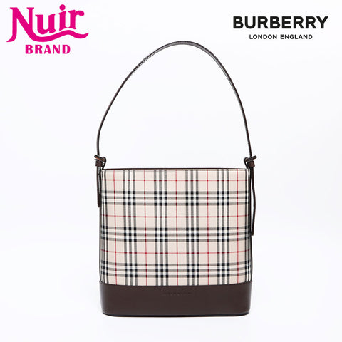 バーバリー BURBERRY ノバチェック キャンバス×レザー バケット ショルダーバッグ ベージュ WS12857