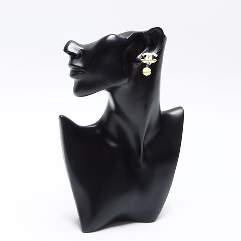 CHANEL 05C 2005 COCO Mark Border Earring Silver Yellow WS12872