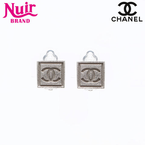 CHANEL 04P 2004 COCO Mark Square Earring Silver WS12873