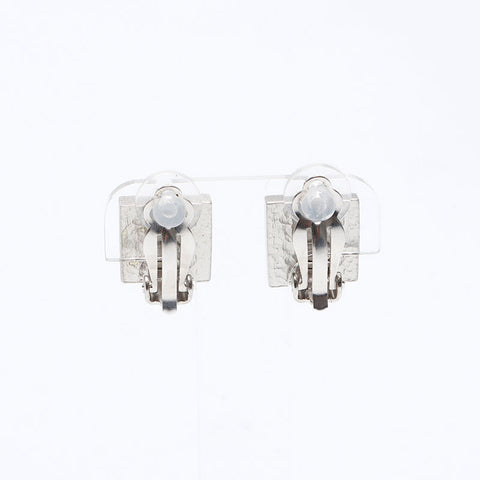 CHANEL 04P 2004 COCO Mark Square Earring Silver WS12873