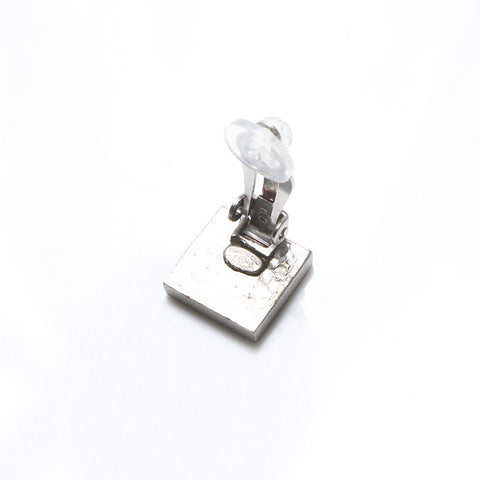 CHANEL 04P 2004 COCO Mark Square Earring Silver WS12873