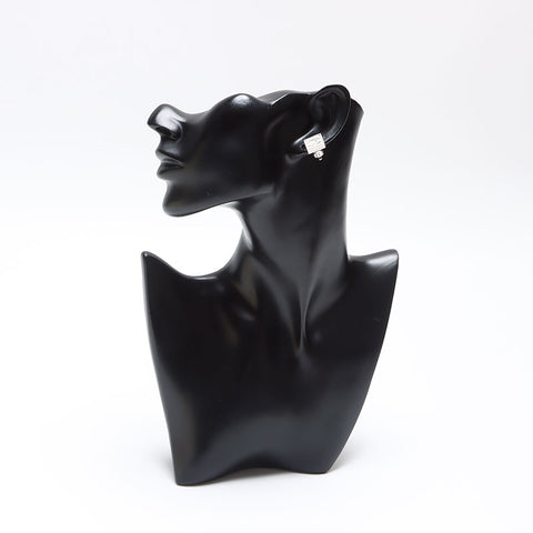 CHANEL 04P 2004 COCO Mark Square Earring Silver WS12873