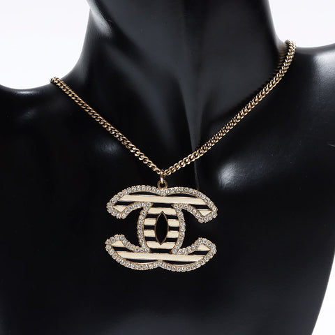 CHANEL 05A 2005 COCO Mark Border Necklace gold WS12874