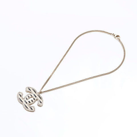 CHANEL 05A 2005 COCO Mark Border Necklace gold WS12874