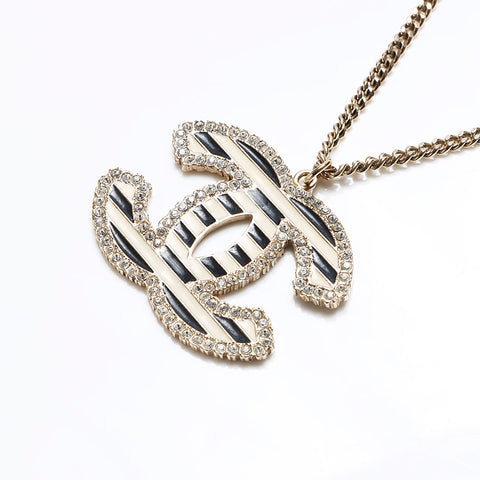 CHANEL 05A 2005 COCO Mark Border Necklace gold WS12874