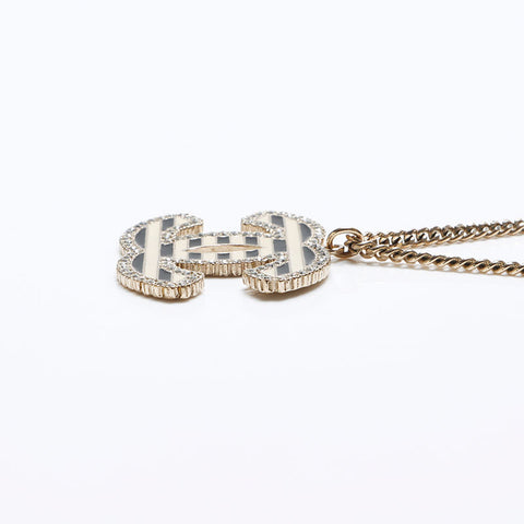 CHANEL 05A 2005 COCO Mark Border Necklace gold WS12874