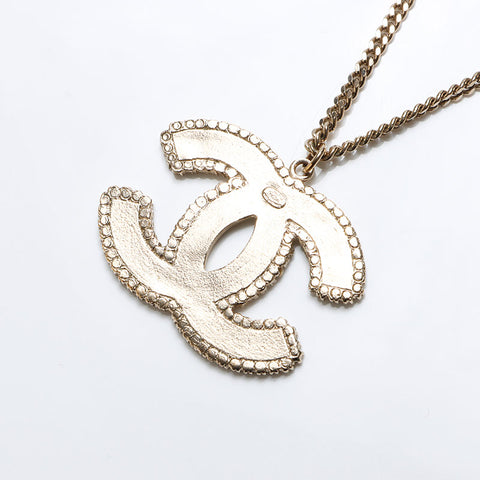 CHANEL 05A 2005 COCO Mark Border Necklace gold WS12874