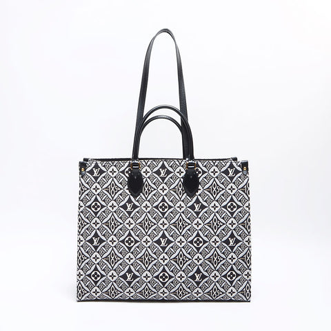 LOUIS VUITTON 2020 M57207 Jacquard Monogram On the Go GM 1854 Tote Bag black WS12879