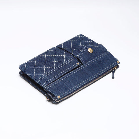 CHANEL 29th series 2019-2020 denim Clutch bag Navy WS12887