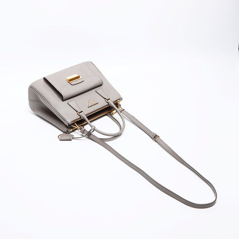PRADA Saffiano Leather Galleria 2way Handbag beige WS12893