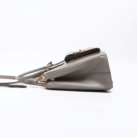 PRADA Saffiano Leather Galleria 2way Handbag beige WS12893