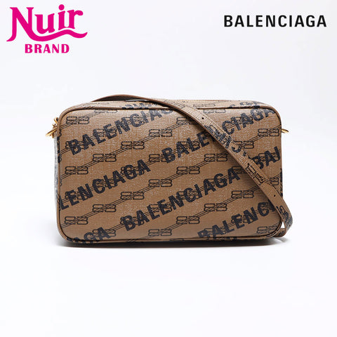 BALENCIAGA Camera bag in leather with monogram Shoulder Bag Brown WS12899