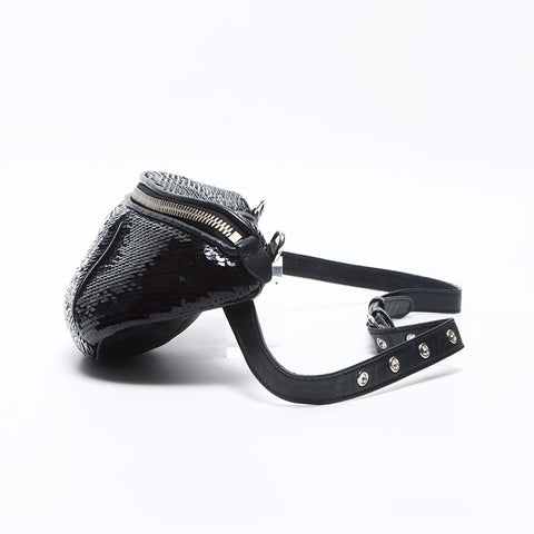 Miu Miu Sequined leather Baltic bag Shoulder Bag black WS12903
