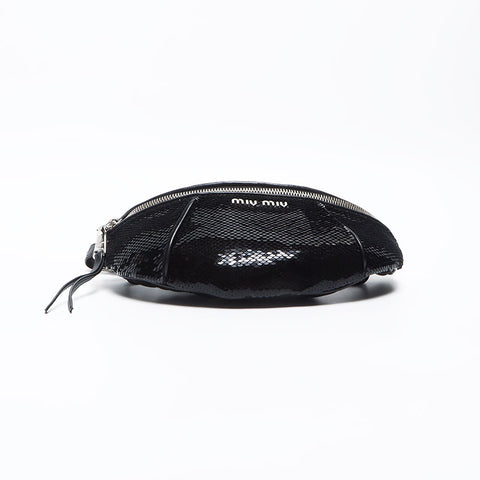 Miu Miu Sequined leather Baltic bag Shoulder Bag black WS12903