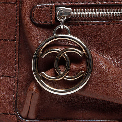CHANEL Leather COCO Mark 11th Chocolate Bar Shoulder Bag Brown WS12904