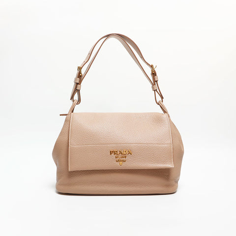 PRADA Logo Vitello Dino 2way Shoulder Bag pink WS12908