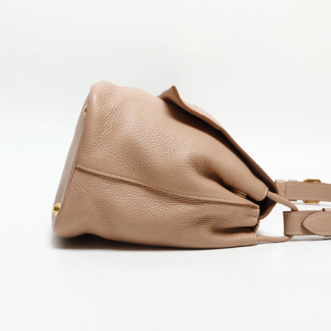 PRADA Logo Vitello Dino 2way Shoulder Bag pink WS12908