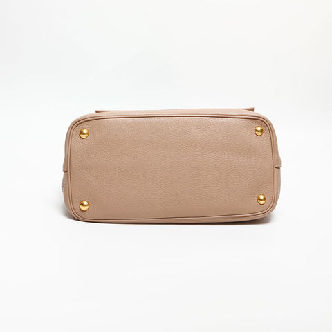 PRADA Logo Vitello Dino 2way Shoulder Bag pink WS12908
