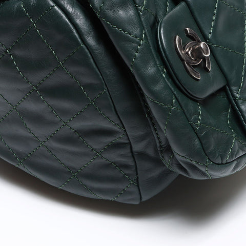 CHANEL No. 17 2013 Lambskin COCO Mark Chain Backpack Â· Daypack green WS12911