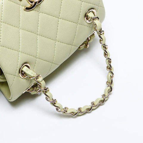 CHANEL Matelasse Lambskin Mini Chain Backpack Â· Daypack green WS12924