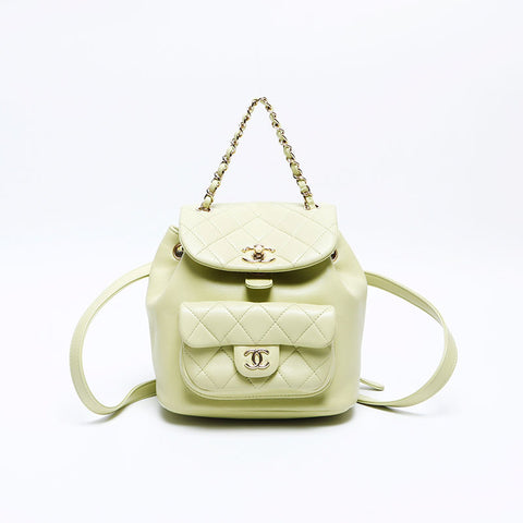 CHANEL Matelasse Lambskin Mini Chain Backpack Â· Daypack green WS12924