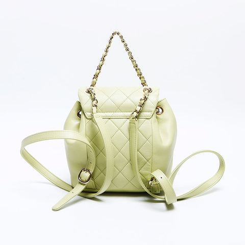 CHANEL Matelasse Lambskin Mini Chain Backpack Â· Daypack green WS12924