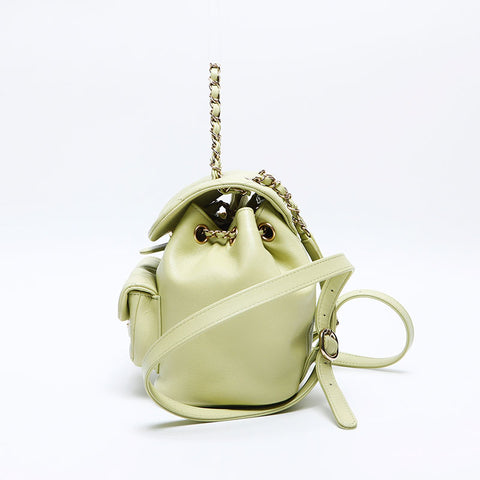 CHANEL Matelasse Lambskin Mini Chain Backpack Â· Daypack green WS12924