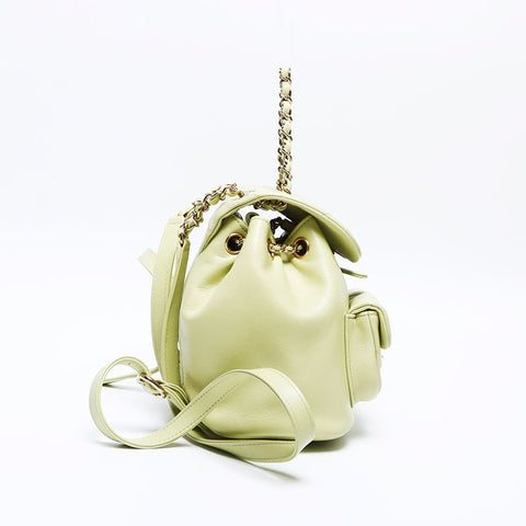CHANEL Matelasse Lambskin Mini Chain Backpack Â· Daypack green WS12924