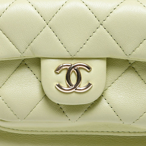 CHANEL Matelasse Lambskin Mini Chain Backpack Â· Daypack green WS12924