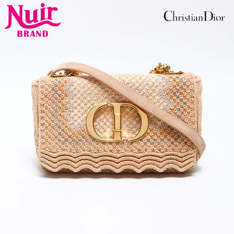 Christian Dior Karo Chain 2021s Raffia Shoulder Bag beige WS12936