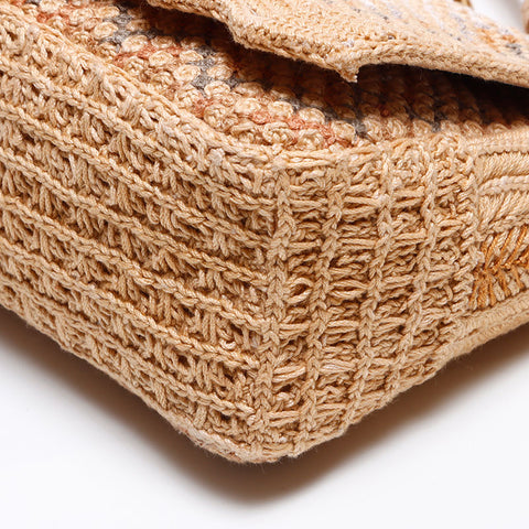 Christian Dior Karo Chain 2021s Raffia Shoulder Bag beige WS12936