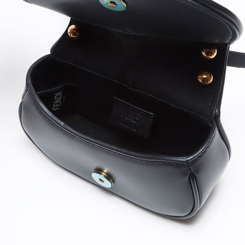 FENDI Kamon Nano 2023FW Leather Shoulder Bag black WS12937