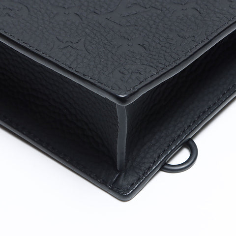 LOUIS VUITTON Monogram Sac Plat Taurillon Clemence 2way RFID Shoulder Bag black WS12940