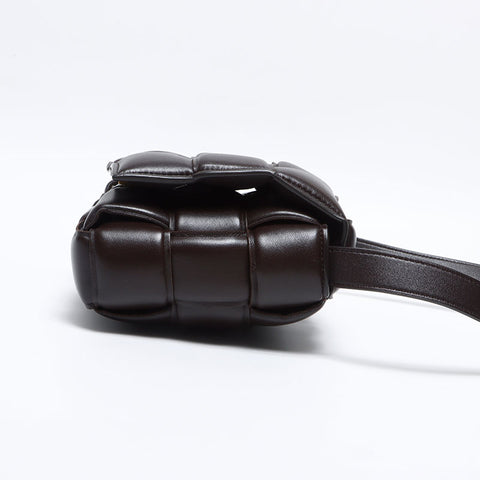 BOTTEGAVENETA Nappa leather INTRECCIATO padded cassette Shoulder Bag Brown WS12947