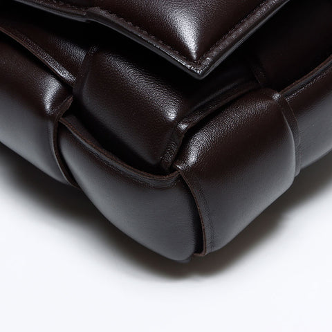 BOTTEGAVENETA Nappa leather INTRECCIATO padded cassette Shoulder Bag Brown WS12947