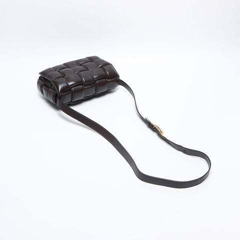 BOTTEGAVENETA Nappa leather INTRECCIATO padded cassette Shoulder Bag Brown WS12947