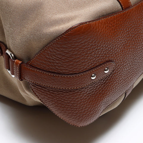 PRADA fur logo jacquard Tote Bag Brown WS12955