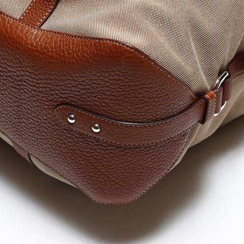 PRADA fur logo jacquard Tote Bag Brown WS12955