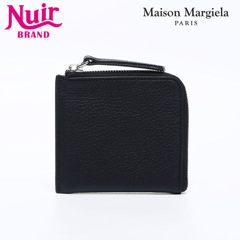 極美品 メゾンマルジェラ レザー 折り財布 ホック ファスナー ブラック 黒 未使用保管品 Maison Margiela メゾンマルジェラ 4ステッチ