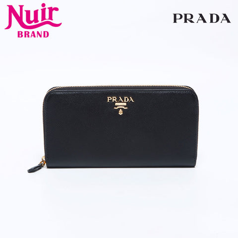 PRADA Saffiano zip around Purse black WS12965