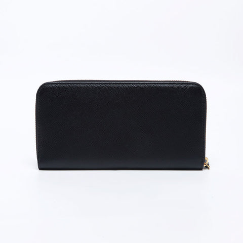 PRADA Saffiano zip around Purse black WS12965