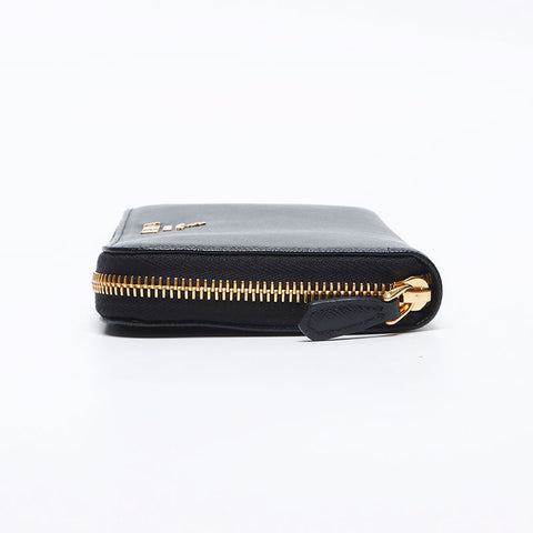 PRADA Saffiano zip around Purse black WS12965