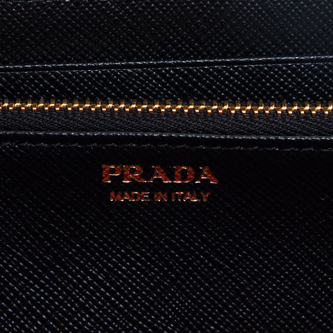 PRADA Saffiano zip around Purse black WS12967