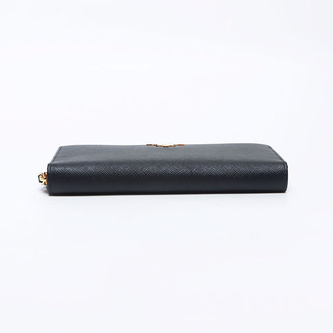 PRADA Saffiano zip around Purse black WS12967