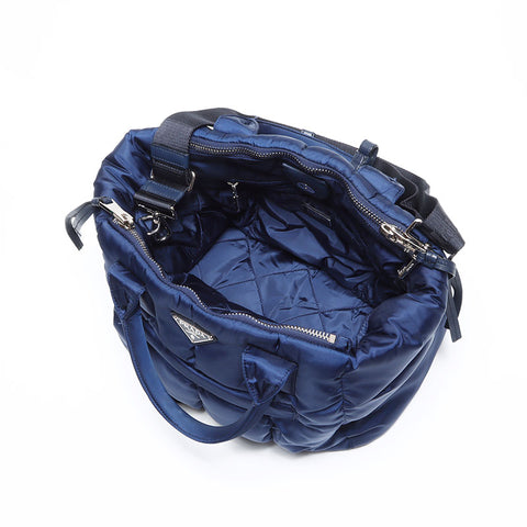 PRADA Nylon padded 2way Handbag Navy WS12971