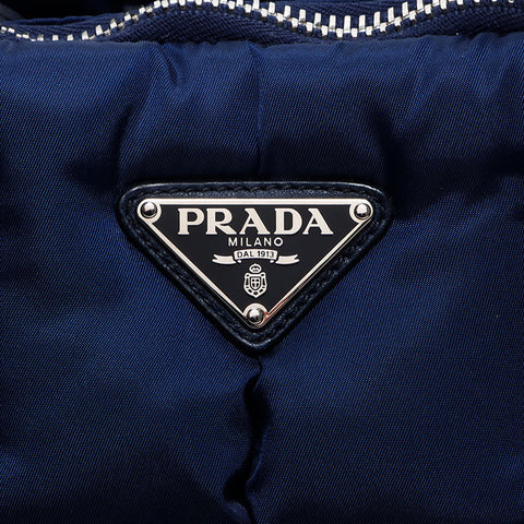 PRADA Nylon padded 2way Handbag Navy WS12971