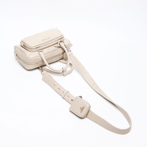 PRADA Nappa antique 2way with pouch Shoulder Bag beige WS12974