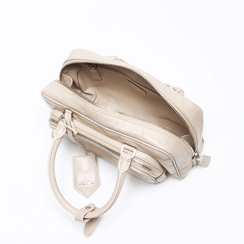 PRADA Nappa antique 2way with pouch Shoulder Bag beige WS12974